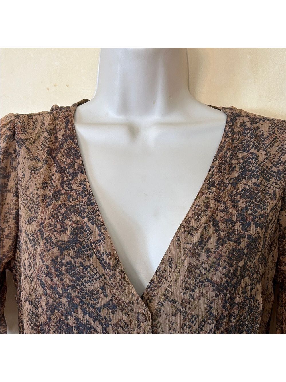 Abercrombie & Fitch Brown/Black Snakeskin Pattern Mini Dress size XS - Picture 3 of 11